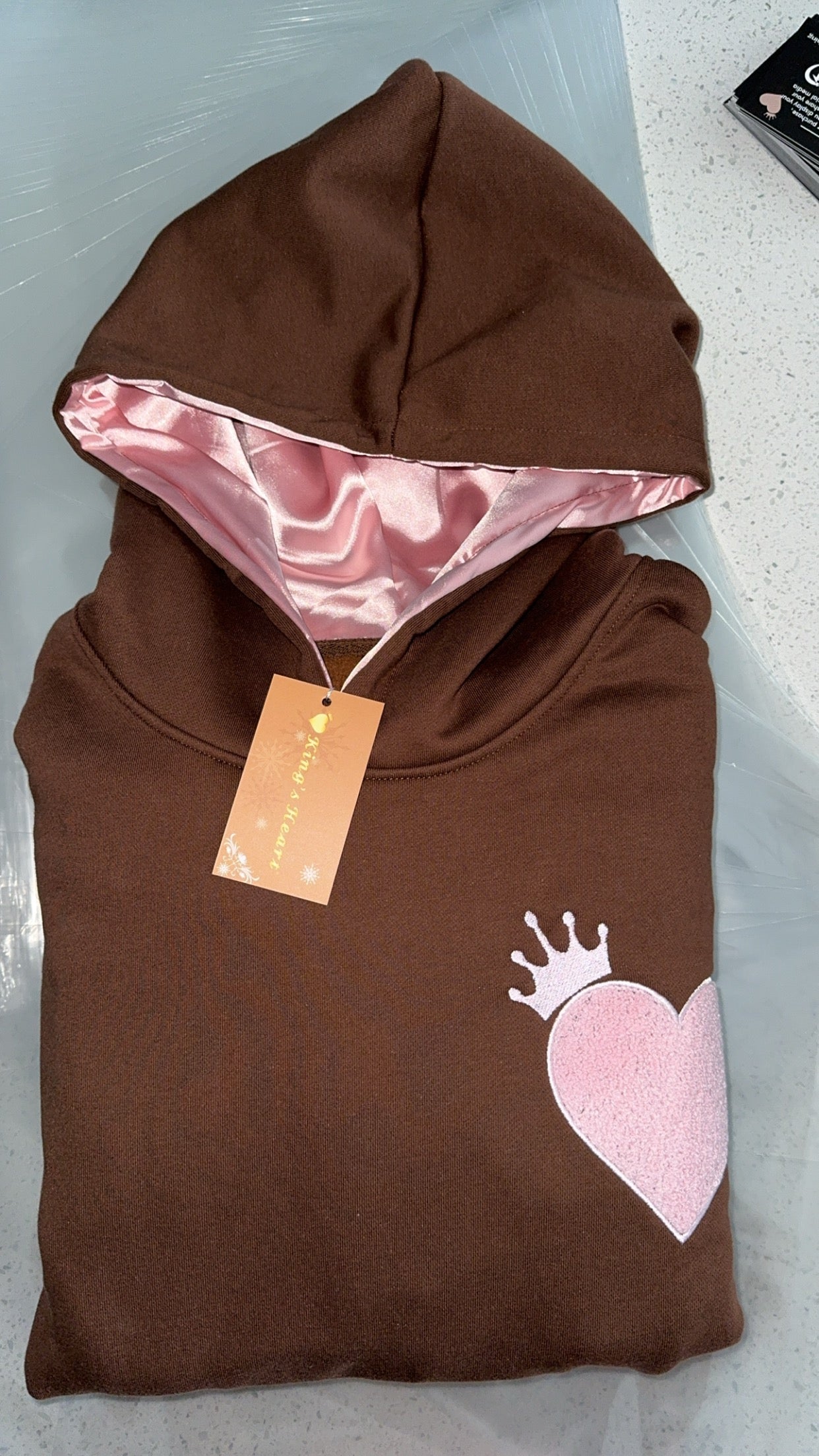 Brown King's Heart Satin Hoodie