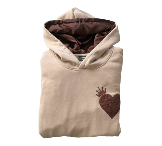 Creme King's Heart Satin Hoodie