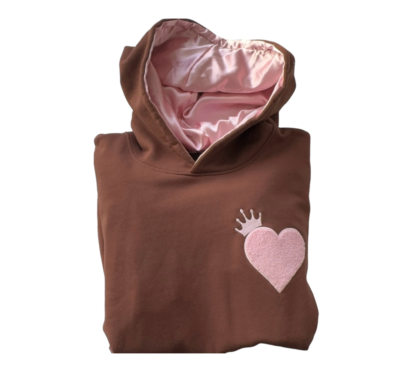 Brown King's Heart Satin Hoodie